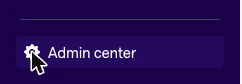 The bottom of Gong's expanded left sidebar, with Admin center next to the gear icon.